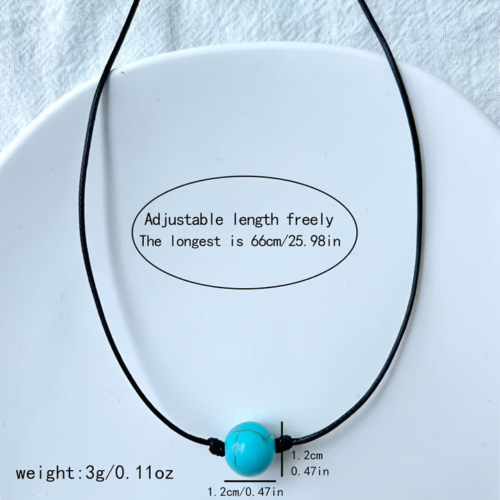 Bohemian Turquoise Stone Bead Adjustable Necklace - Elena Harper