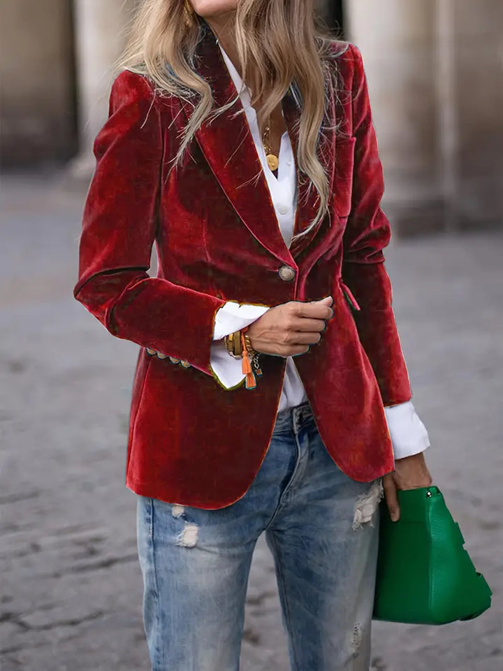 Sandrine - Elegant Velvet Blazer with Buttons
