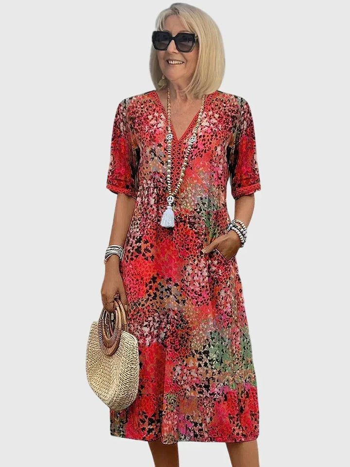 Bella Elegant Floral Midi Dress - Elena Harper