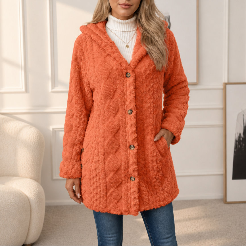 Amelia | Plush Sherpa Jacket with Elegant Diamond Pattern