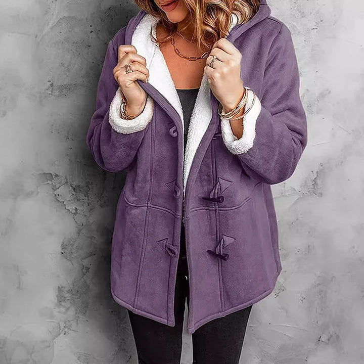 Suede Hooded Coat with Fleece Lining for Women