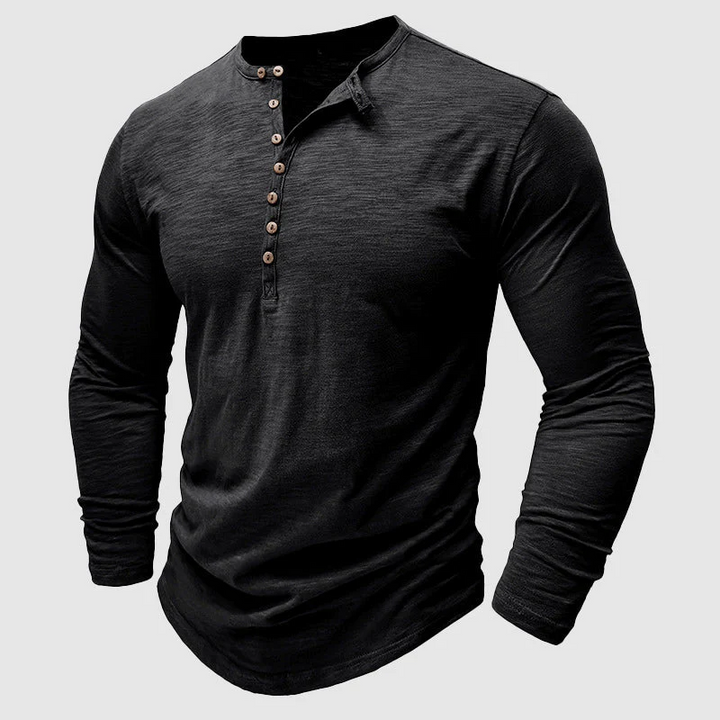 Laurent Men's Long Sleeve Winter Shirt with Buttoned Collar, view 10 - Elena Harper