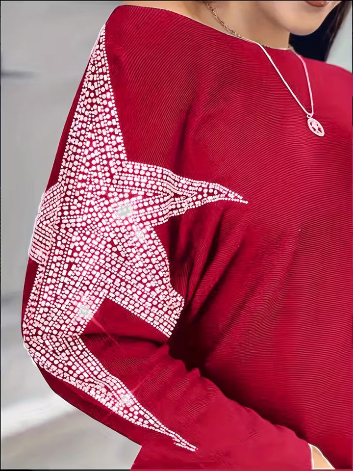 Bernardino - Elegant Long Sleeve Sweater With Star Print