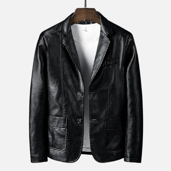 Heinz Vintage Leather Jacket, view 3 - Elena Harper