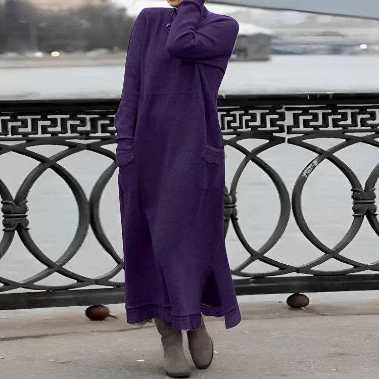 Greta Comfortable Winter Dress, view 5 - Elena Harper