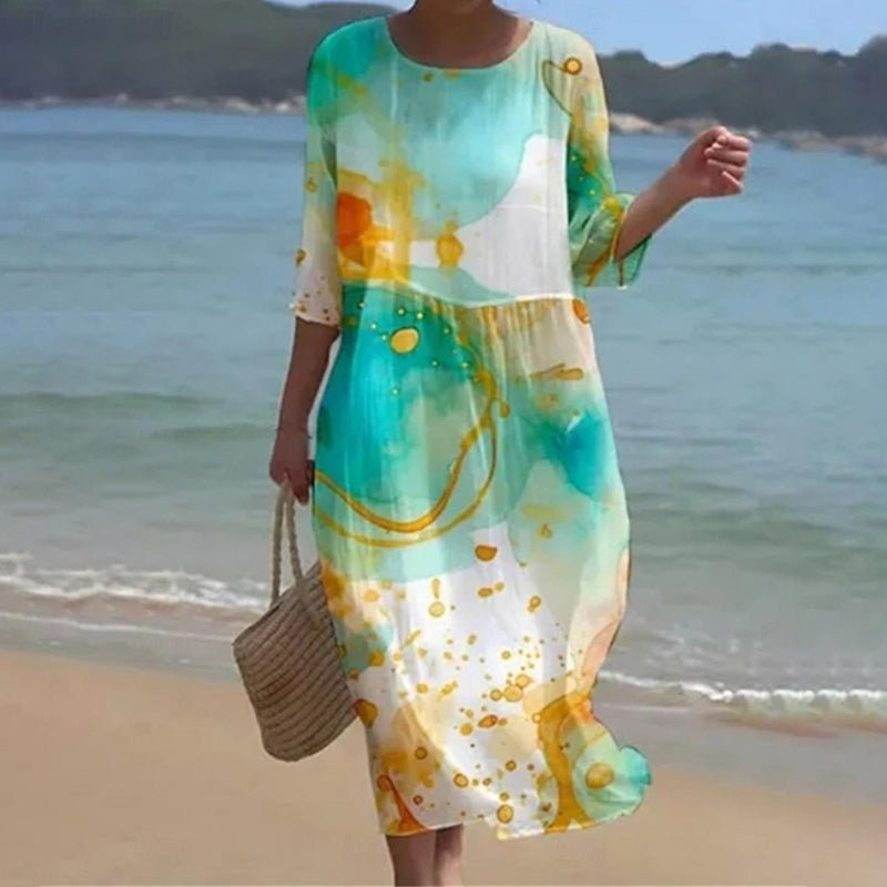 Evelyn Floral Relaxed Midi Dress - Elena Harper
