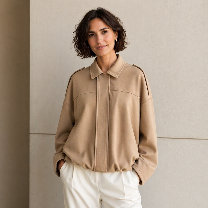 Oversized bomber jacket for women Casual chic and easy to wear, view 3 - Elena Harper