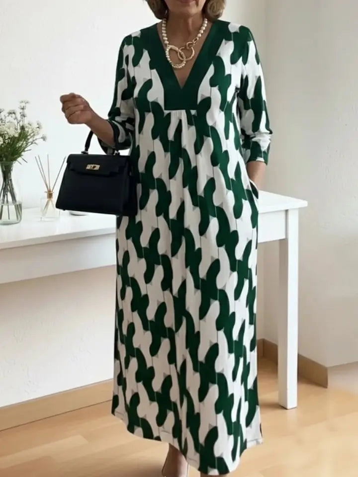 Asella Elegant Midi Dress with Art Print, view 4 - Elena Harper