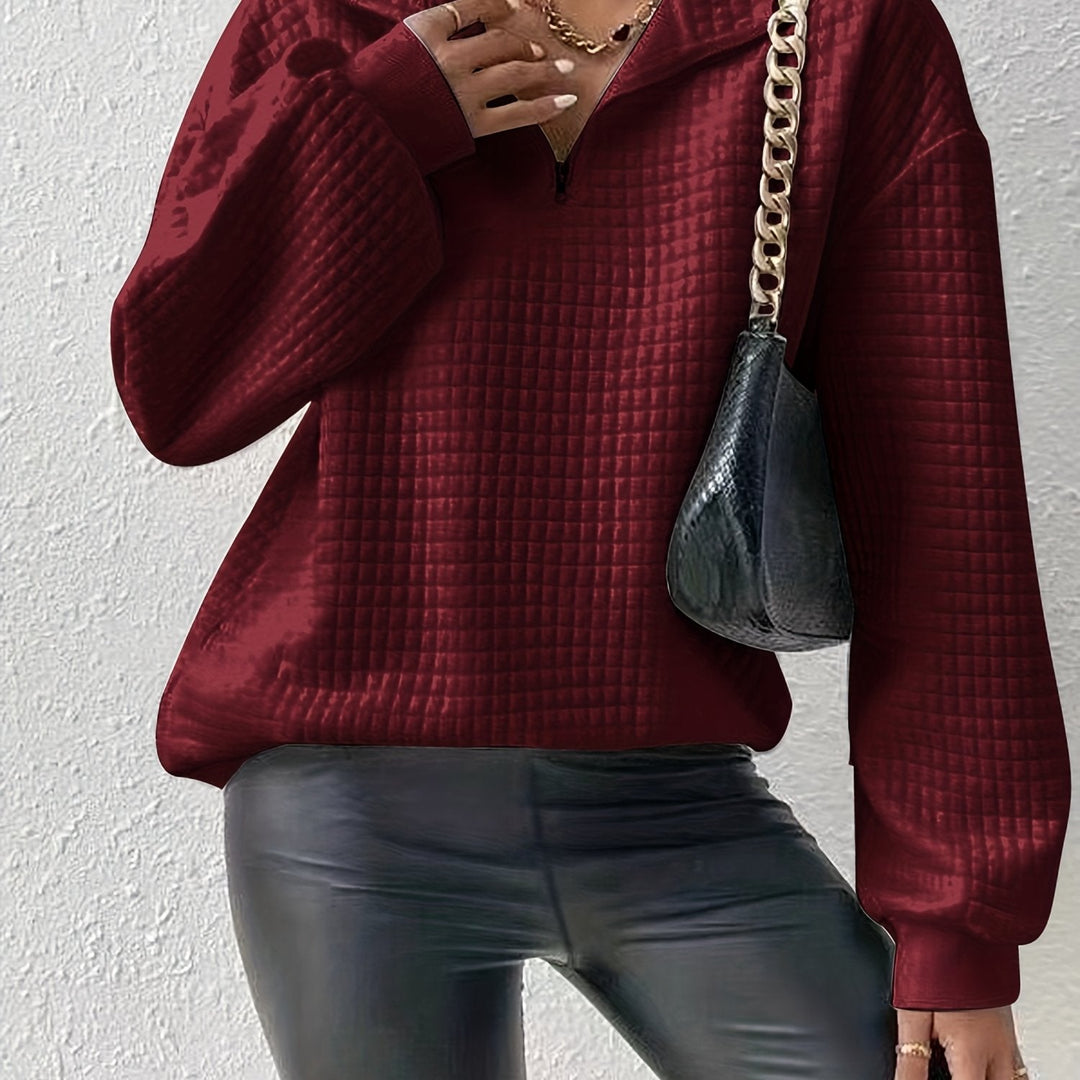 Adelina | Women's Quarter-Zip Textured Sweater with Relaxed Cut