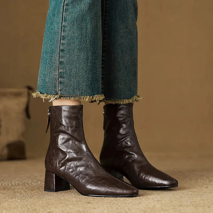 Selmia - Casual Ankle Boots With Square Toe