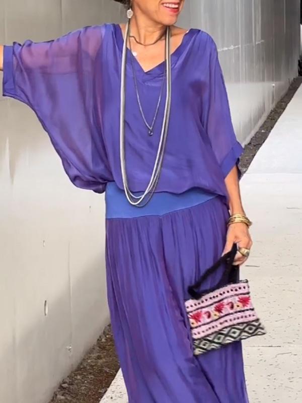 ESMERALDA – ELEGANT CHIFFON WIDE-LEG PANTS TWO-PIECE SET