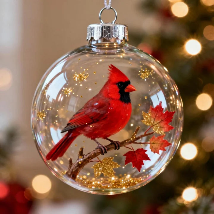 FrostFlight Collection of Glass Christmas Ornaments with Cute Birds - Elena Harper