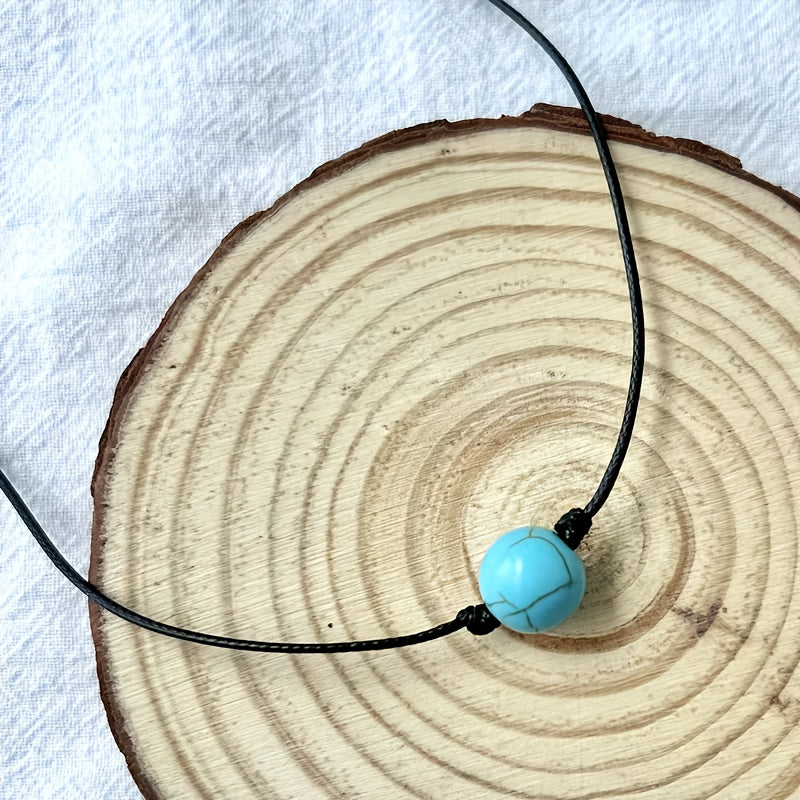 Bohemian Turquoise Stone Bead Adjustable Necklace - Elena Harper