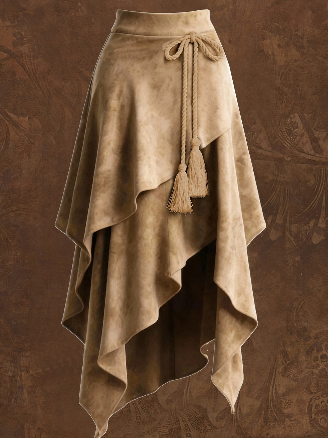 Mid-length Montarello Skirt for Women, Suede Look, Asymmetrical
