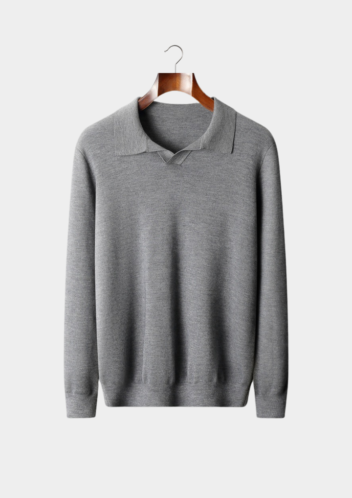 100% CASHMERE BUTTONLESS SWEATER POLO.