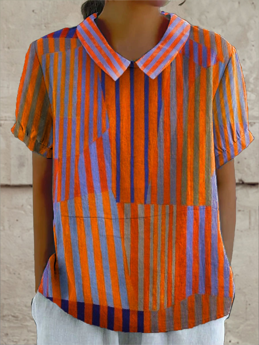 Nina Geometric Striped Shirt - Elena Harper