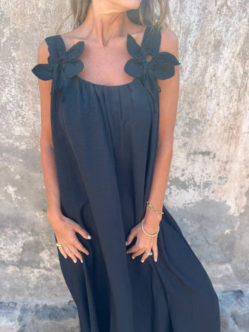 Floral Dress with U-Neck Timeless Elegance - Elena Harper