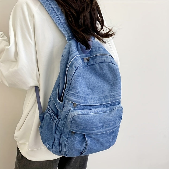 Casual Denim Backpack – Trendy and Versatile Travel Bag for Men and Women
