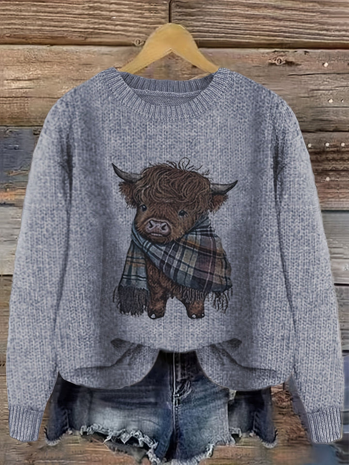 Aurélie - Women's Printed Sweater with Round Neck
