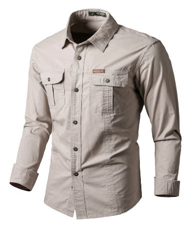 Premium Long Sleeve Cargo Shirt for Men – Casual Workwear with Loose Fit