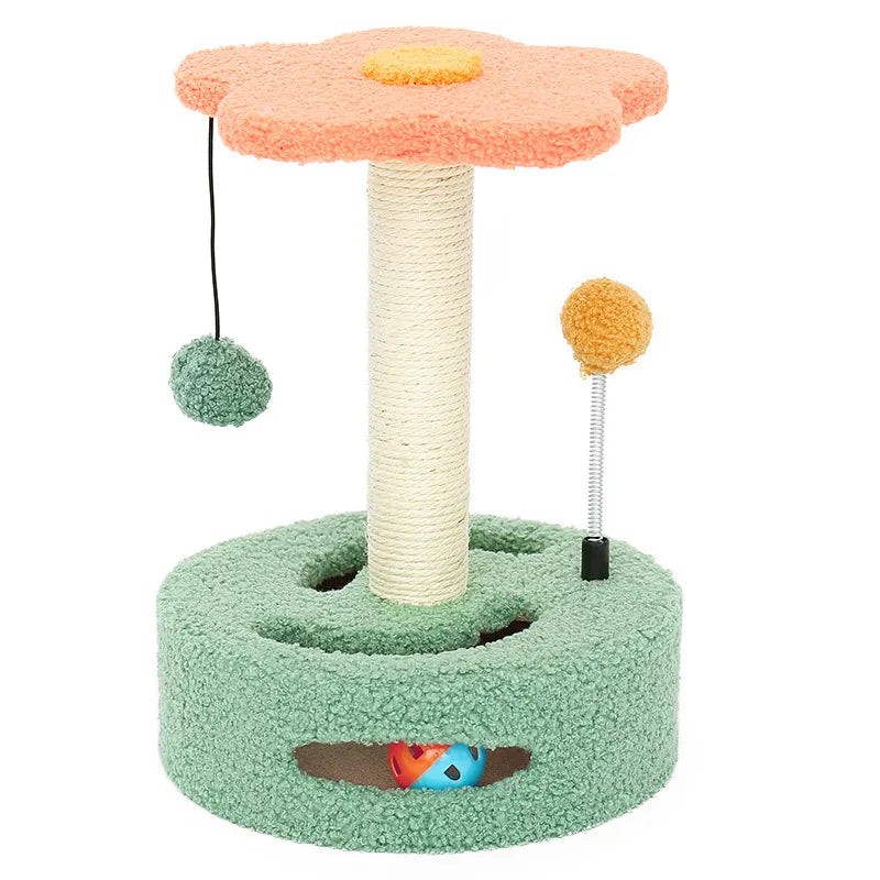 Cat's Sunflower Scratching Post with Interactive Toy