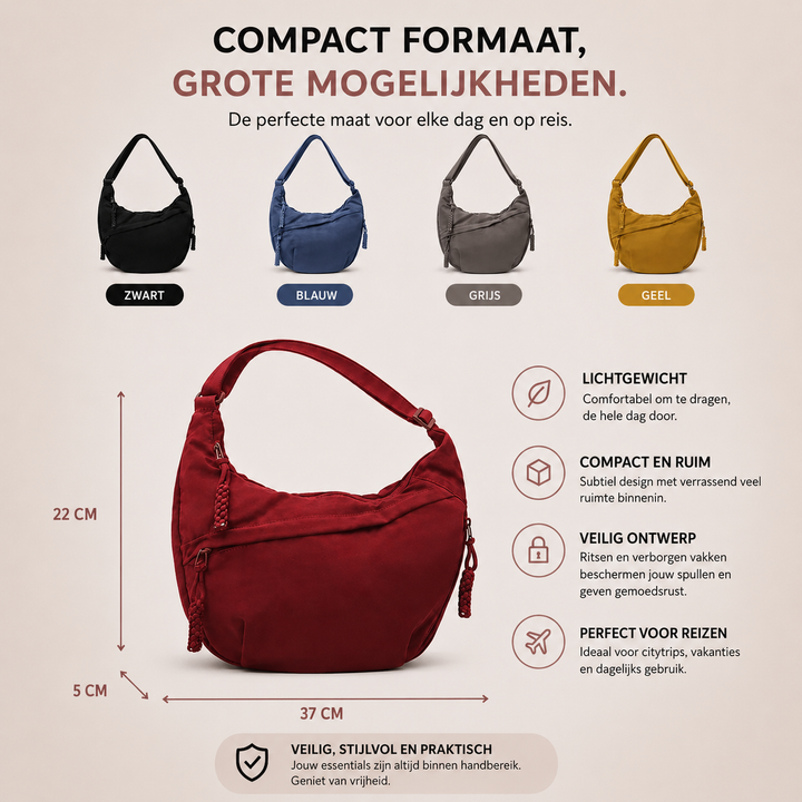Sanne Anti-Theft Shoulder Bag with Hidden Zippers, view 3 - Elena Harper
