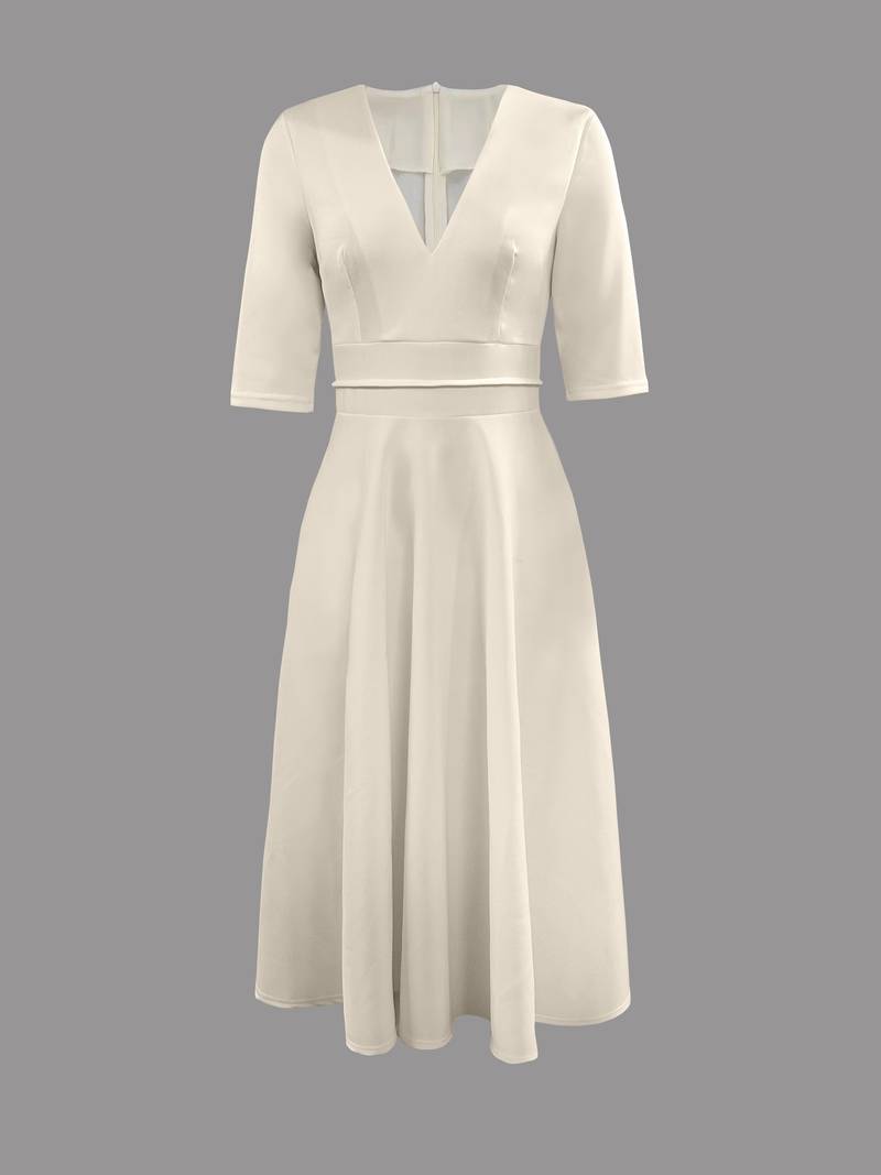 Retro White A-Line Swing Dress Vivienne, view 4 - Elena Harper