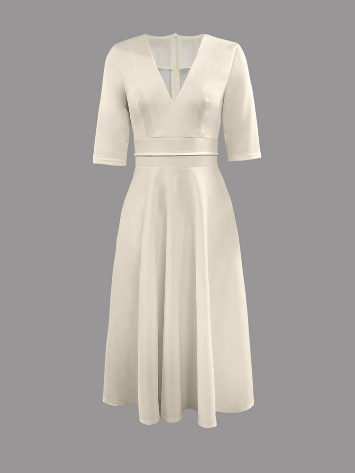 Retro White A-Line Swing Dress Vivienne, view 4 - Elena Harper