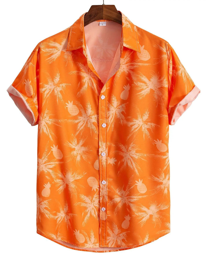 Men's Short Sleeve Shirt with Floral Print and Buttons – Lightweight and Comfortable