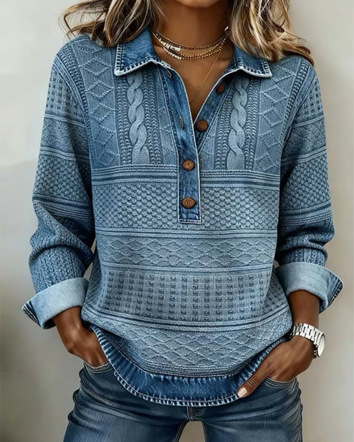 Lyra | Trendy Sweatshirt with Half Button