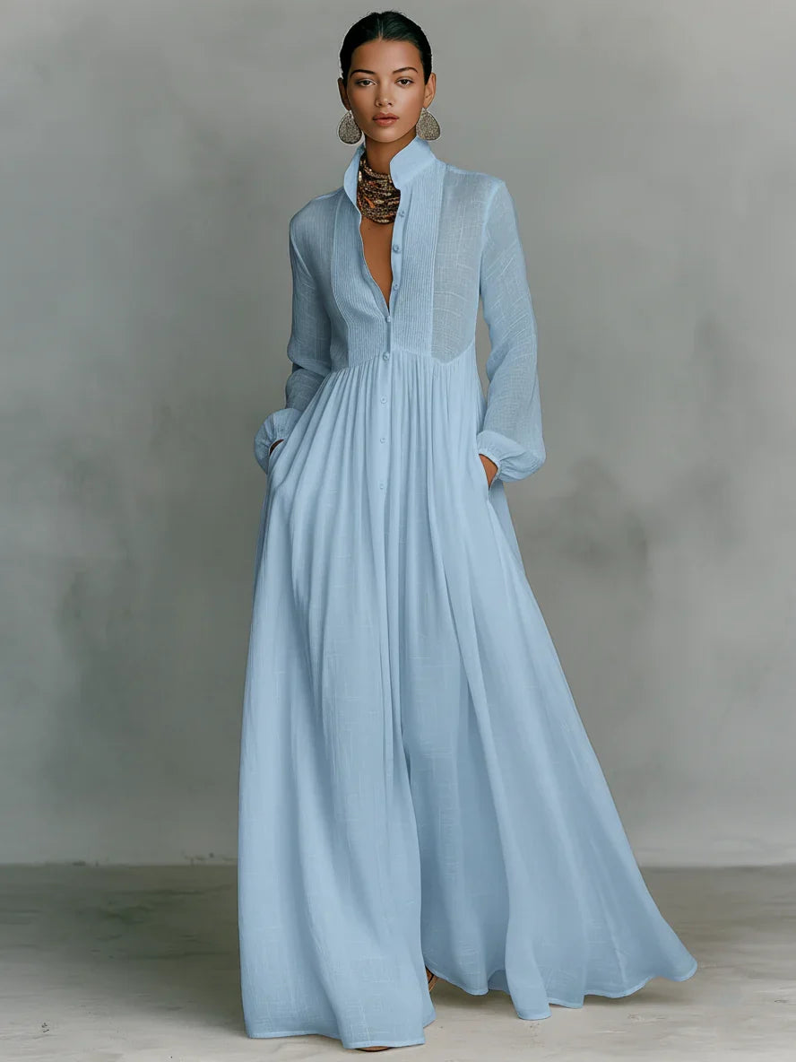 Lena Stylish Maxi Dress with Buttons, view 5 - Elena Harper