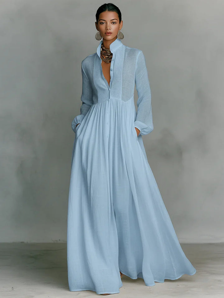 Lena Stylish Maxi Dress with Buttons, view 5 - Elena Harper