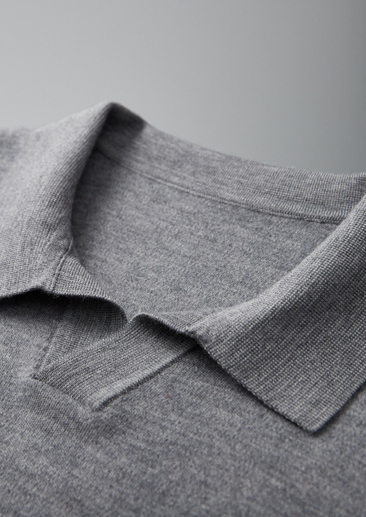 100% CASHMERE BUTTONLESS SWEATER POLO.