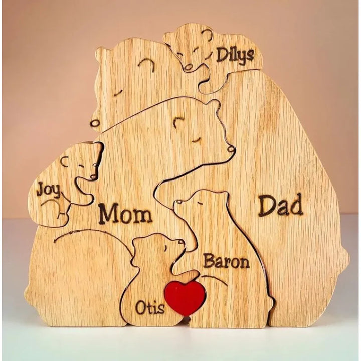 Cubunity Personalized Wooden Bears Family Puzzle - Elena Harper