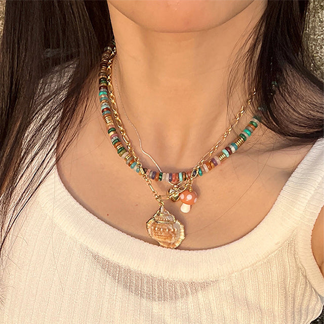 Colored Beaded Necklace, view 2 - Elena Harper
