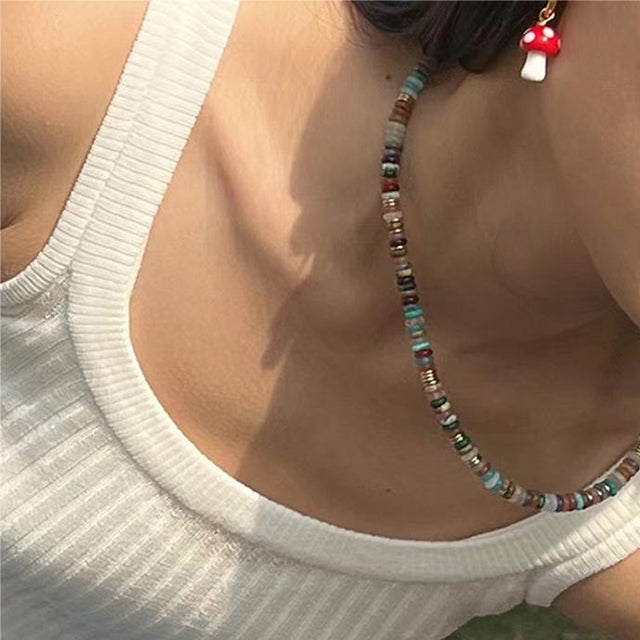 Colored Beaded Necklace, view 3 - Elena Harper