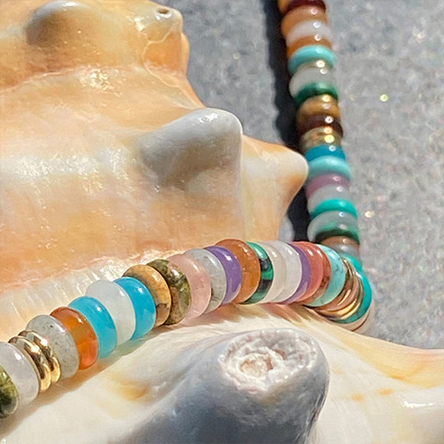 Colored Beaded Necklace, view 4 - Elena Harper