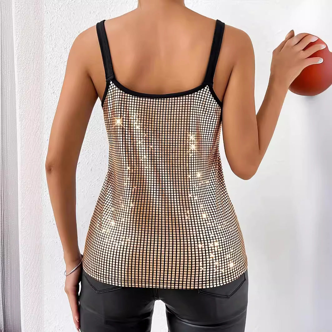 Sequin Top with Straps and Thin Straps for Women