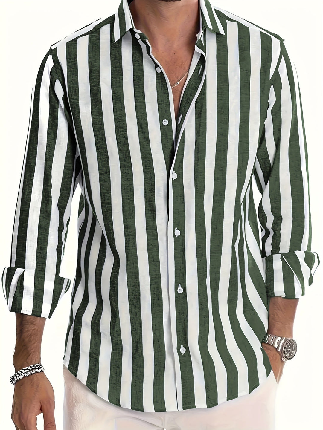 Refined Striped Shirt for Men - Elena Harper