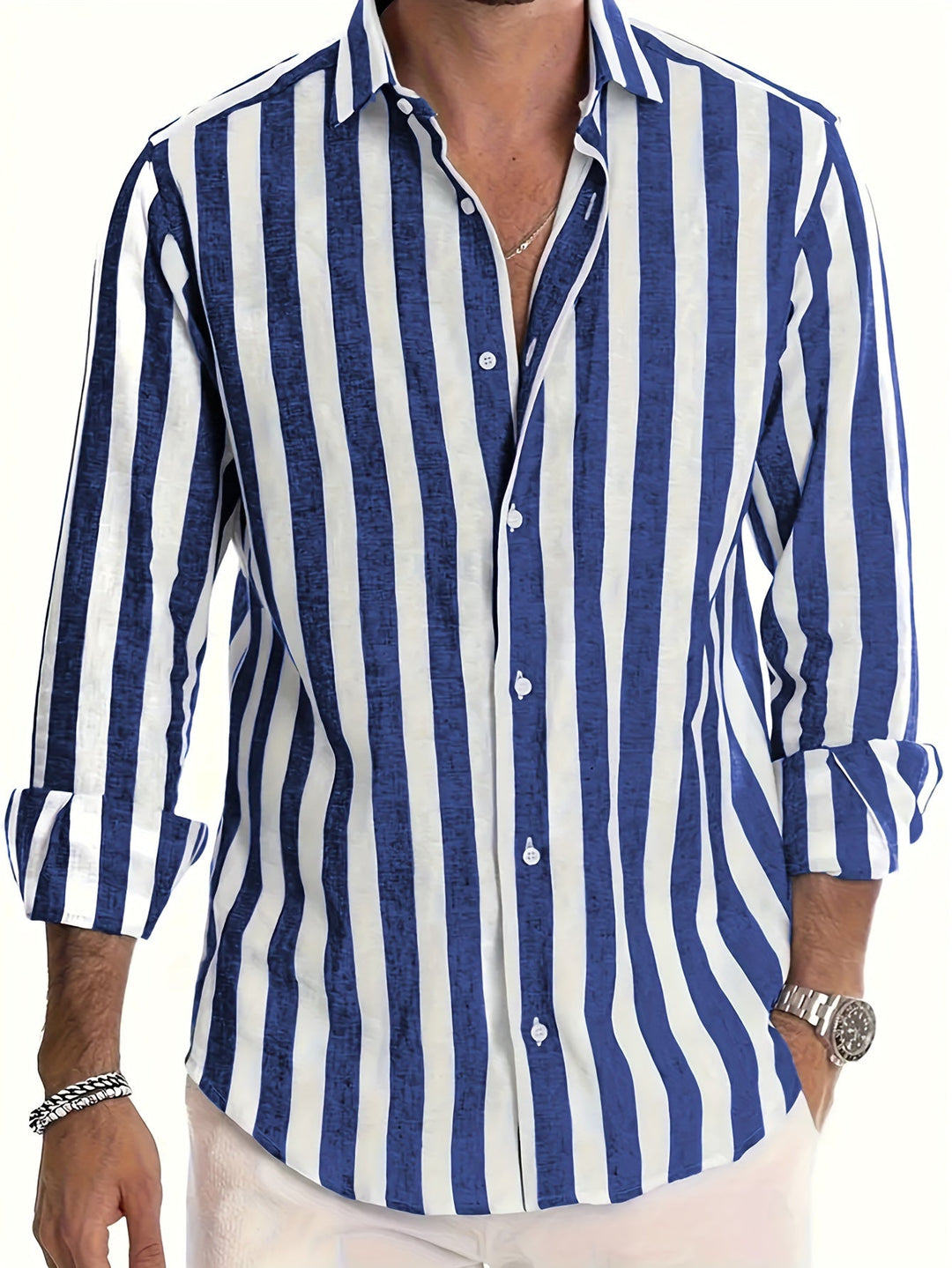 Refined Striped Shirt for Men - Elena Harper