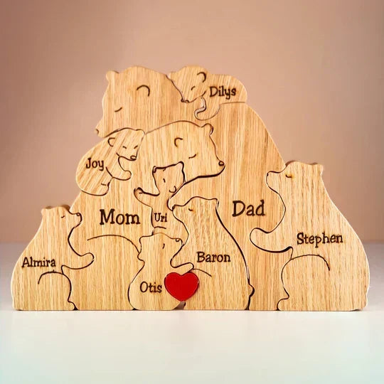 Cubunity Personalized Wooden Bears Family Puzzle - Elena Harper