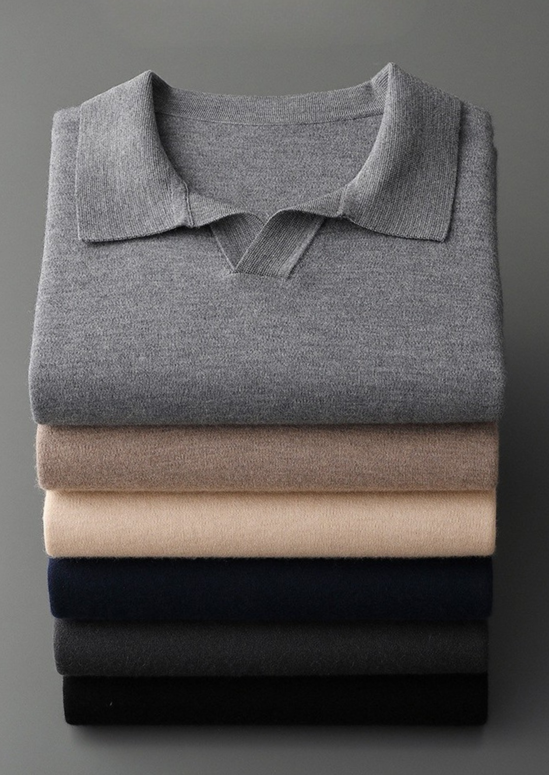 100% CASHMERE BUTTONLESS SWEATER POLO.