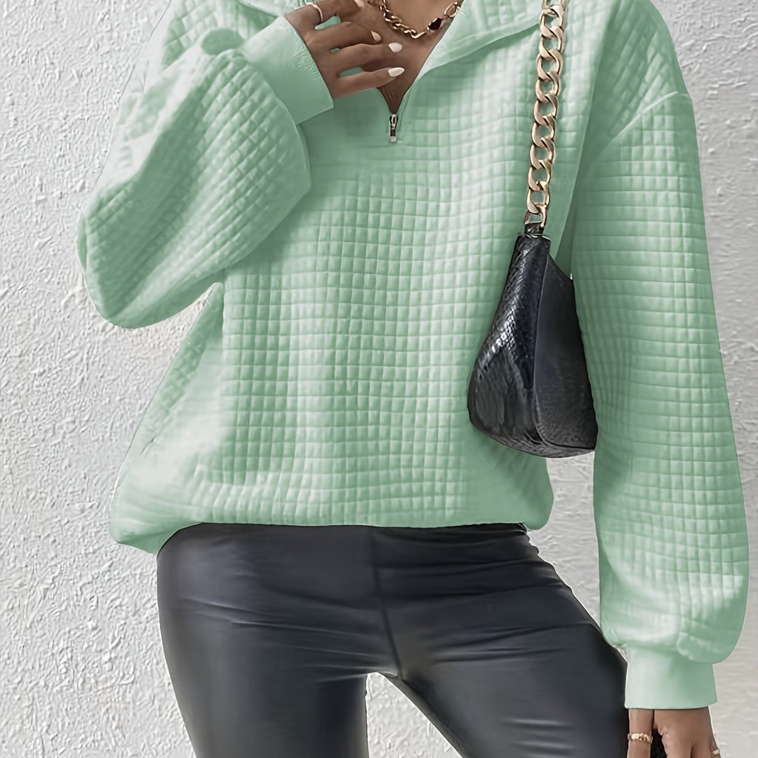 Adelina | Women's Quarter-Zip Textured Sweater with Relaxed Cut