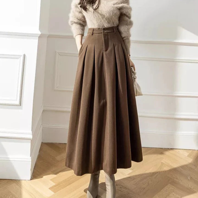 Pleated High-Waisted Skirt for Women - Casual