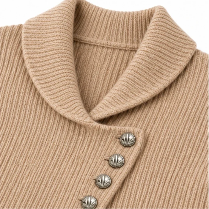 Cozelle – Asymmetric Open-Front Knit Cardigan