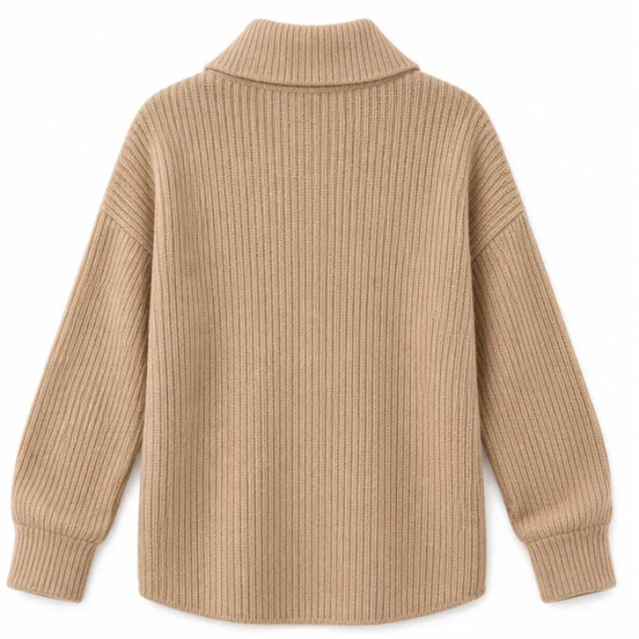 Cozelle – Asymmetric Open-Front Knit Cardigan
