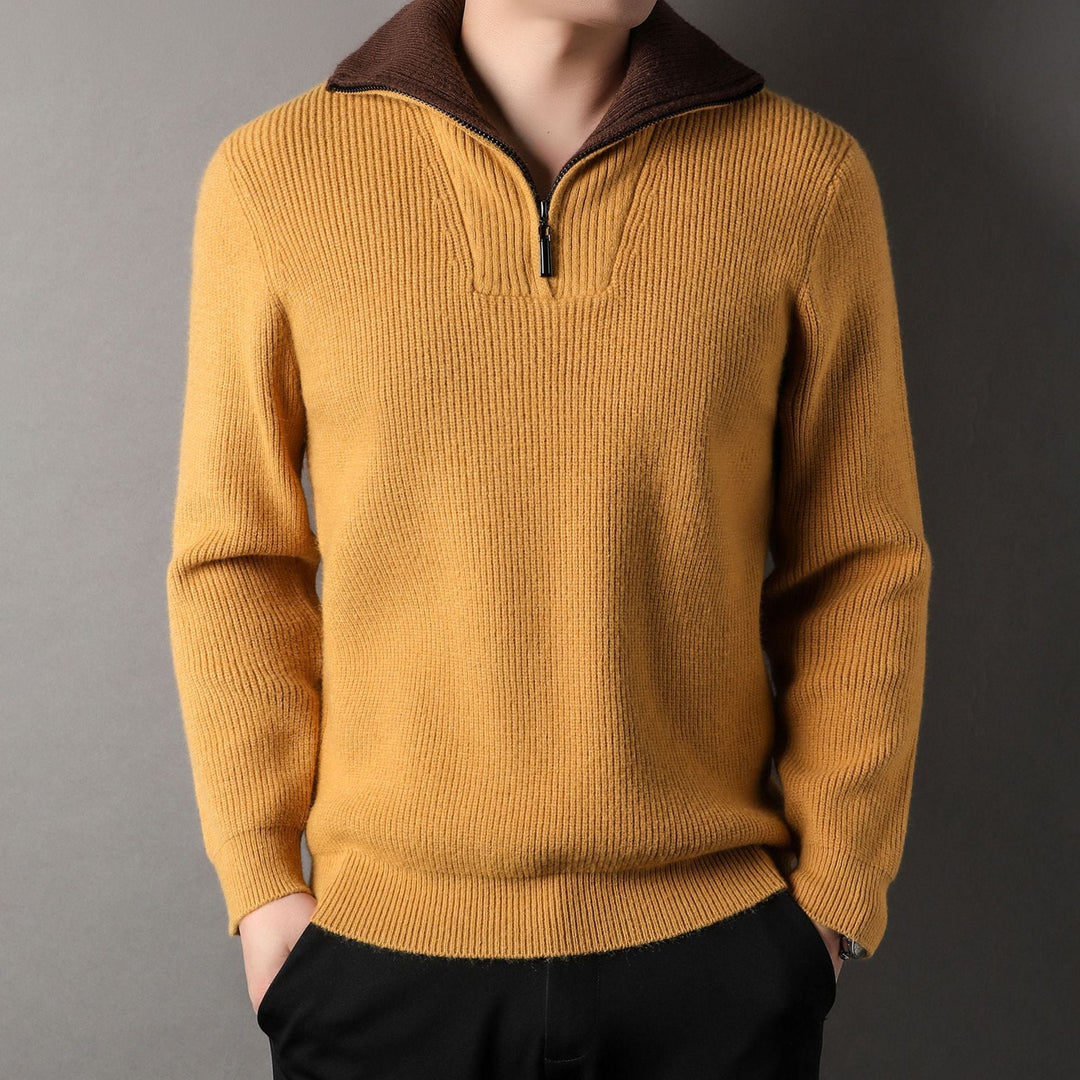 Men's Ribbed Sweater with Half Zip - Elion