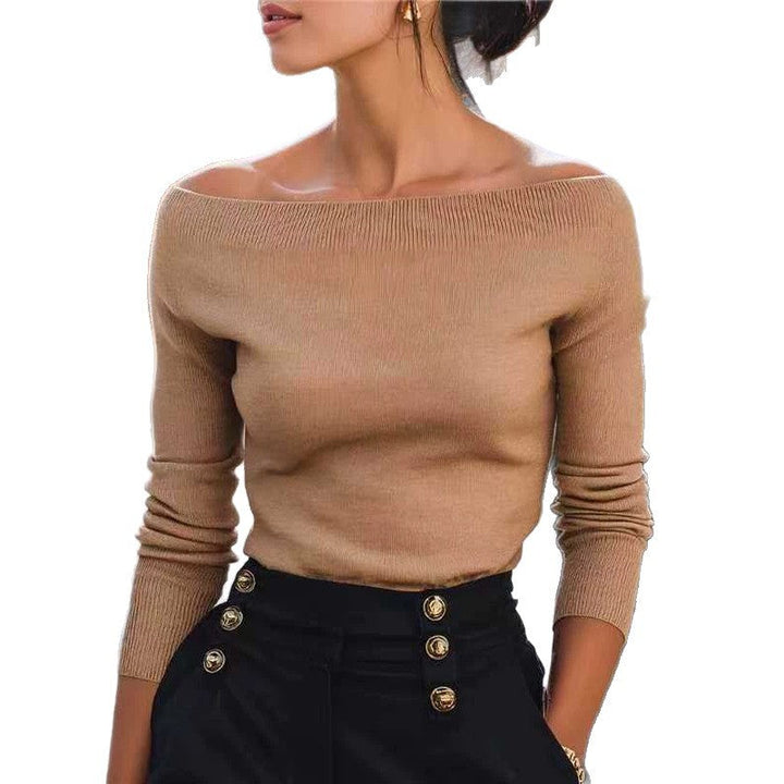 Women's Off-Shoulder Knit Sweater Soft and Modern, view 5 - Elena Harper