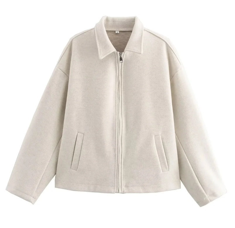 Short Wool Zipper Jacket for Women - Sonia