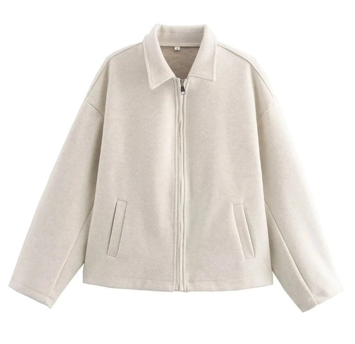 Short Wool Zipper Jacket for Women - Sonia